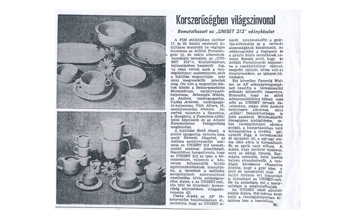 Uniset készlet korabeli újságcikkben
