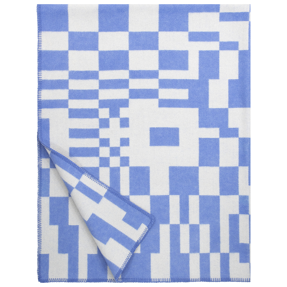 KOODI takaró beige alapon kék színben modern sakkmintával
