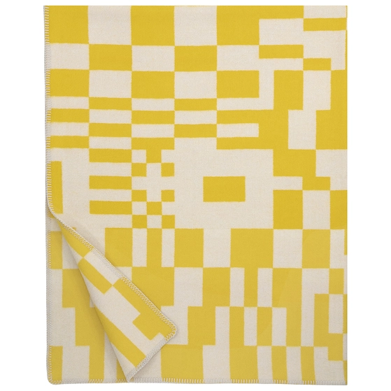 KOODI takaró beige alapon sárga színben modern sakkmintával