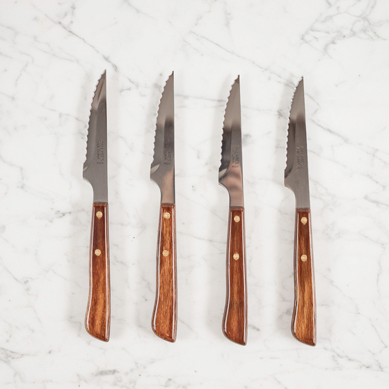 fa nyelű steak kés húsokhoz