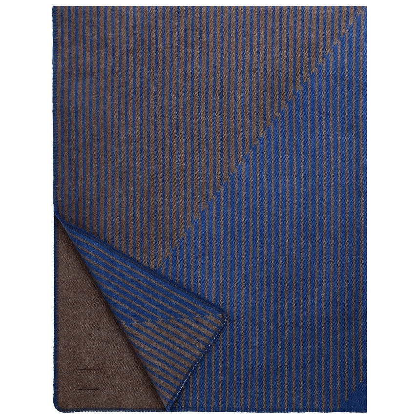 KOLI gyapjú takaró barna-kék színben
